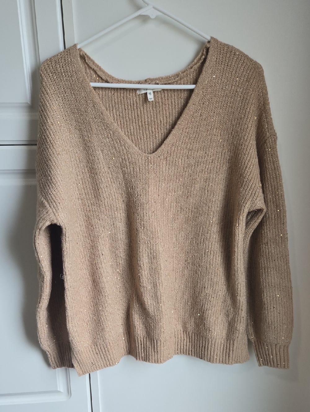 Maurices Sparkle V-Neck Sweater - Beige